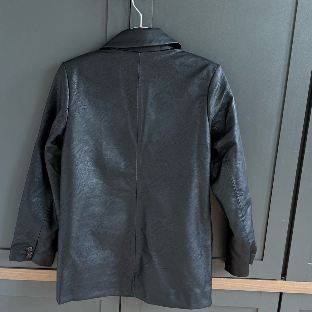 Abercrombie & Fitch Vegan Leather Black Blazer Jacket • Small • NWT - Picture 7 of 12